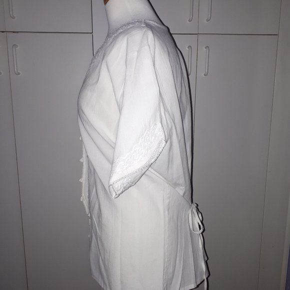 NWOT XL Cotton Short Sleeve Blouse - Picture 4 of 5